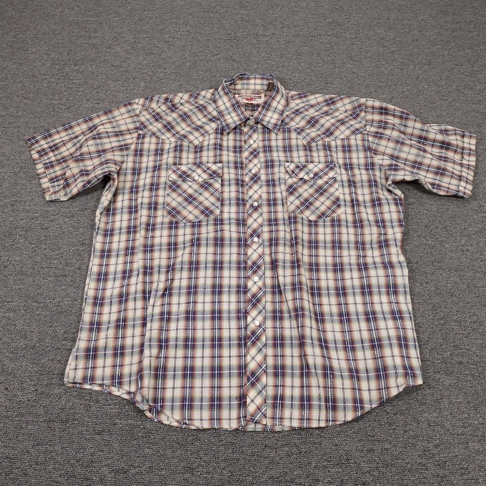 Vintage Youngbloods Shirt Mens XL Multicolor Plaid‎ Western Snap Short Sleeve